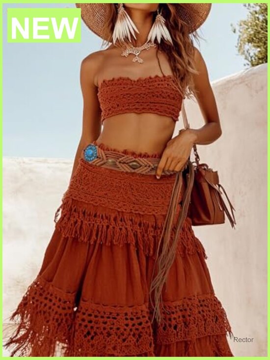 Boho Hand-Woven Wax Rope Waist Belt with Tassels 2\